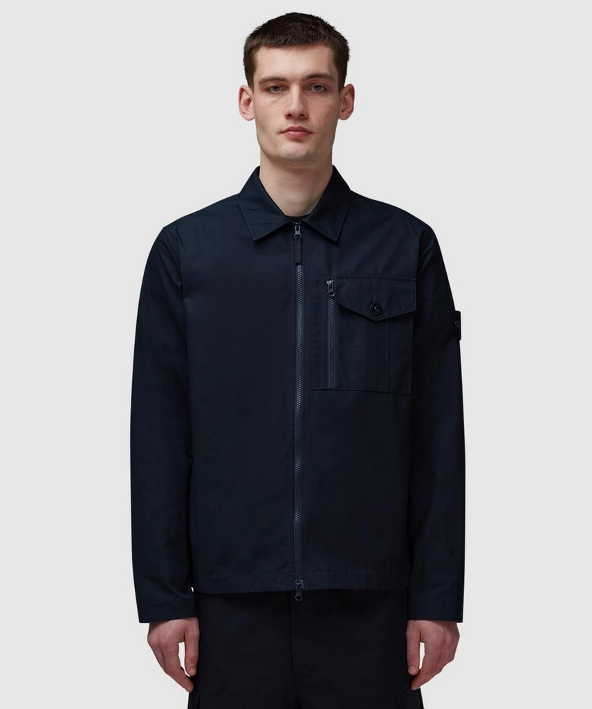 Stone Island Ghost Waterproof Cotton Overshirt (Navy - M) - Size M